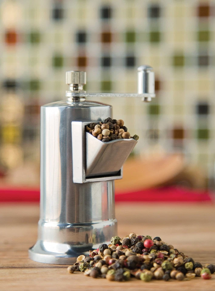 Salt and Pepper Mill, Manual Spice Grinder With Hand Crank, 2.25" x 4.25" - Image 3 of 3