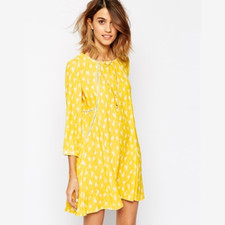 BA$SH Womens Stacy Shift dress in Yellow Prin...