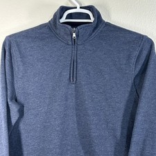 Croft  Barrow Sweatshirt Mens M Navy Heather Quarter Zip Mock Neck Pullover