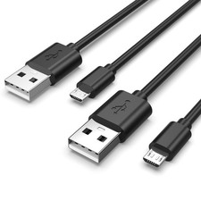 Superer 2 Pack Micro USB Charger Cable Fit for PS4 Controller 5 ft, Black