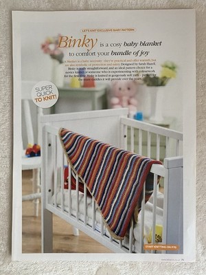 Babydecke Streifendesign Strickmuster zum Basteln in DK Garn Kinderwagen Wiege Geschenk
