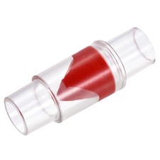 2Pcs Non Return Check Valves 20mm Dia. One Way Inline Hose Connector Red Clear