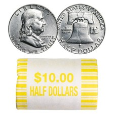 90% Silver Franklin Halves - $10 20-Coin Roll AU