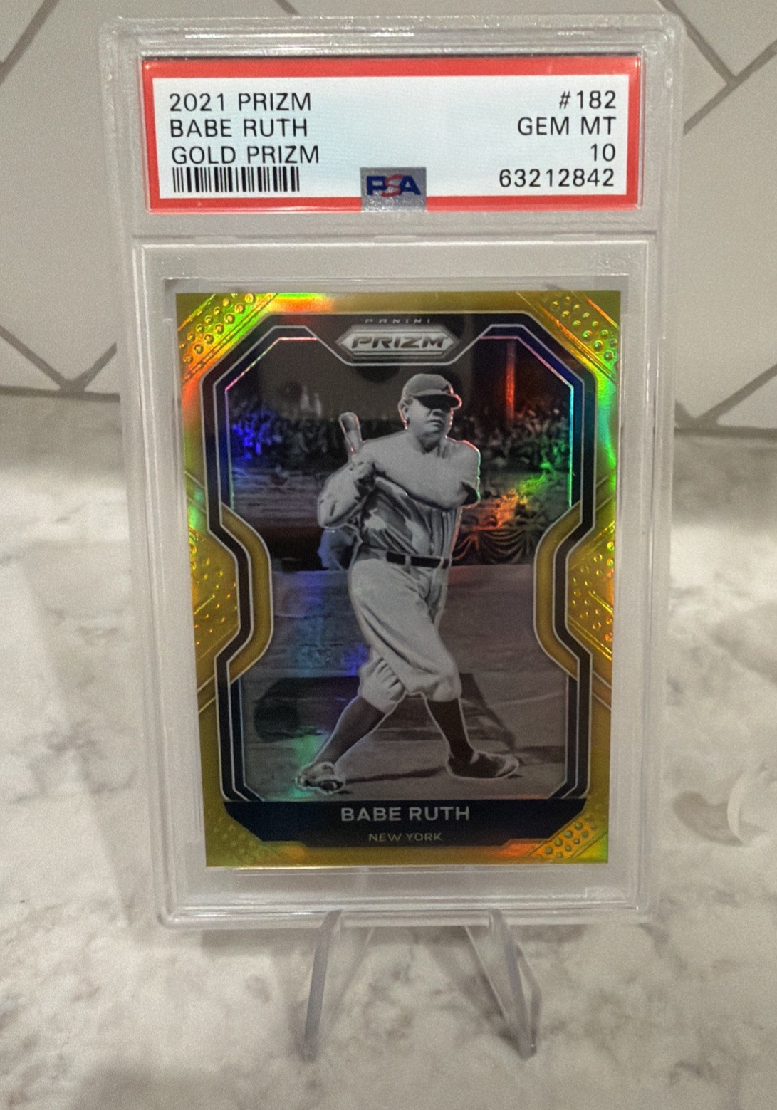 2021 Panini Prizm Babe Ruth Gold Prizm /10 PSA 10 GEM MINT