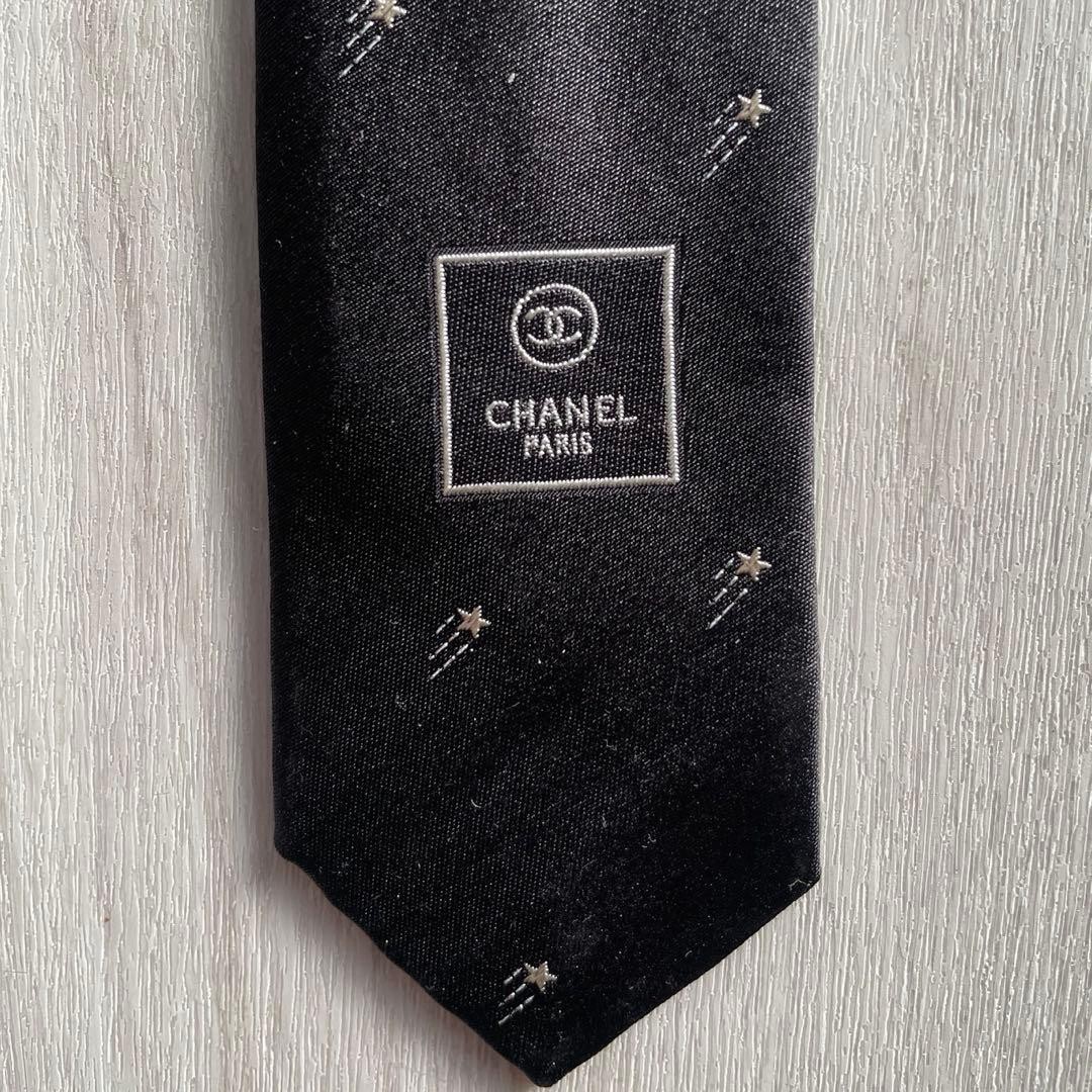 CHANEL Star Logo COCO MARK Tie Men Silk Black Genuine | eBay