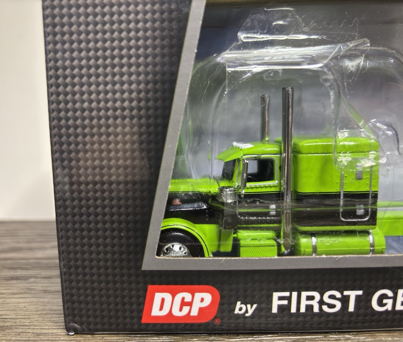 DCP 1/64 Lime Green/Black Peterbilt w/ Dump Trailer