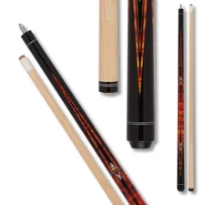 NB17 Orange Stained Tiger Maple Pool Cue 19oz with Black Points Billiard Stick