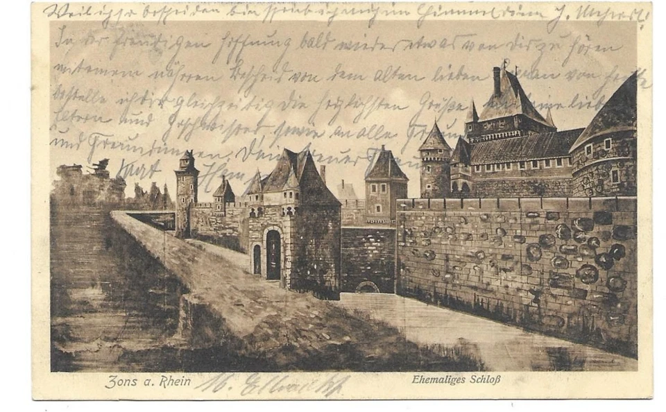 (1)  4041  ZONS AM RHEIN  --  EHEMALIGES SCHLOSS  1911 - Bild 1 von 1