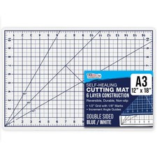 U.S. Art Supply 12" x 18" Self-Healing Cutting Mat 18"L x 12"W, White/Blue