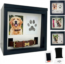 Dog Urn for Ashes, 4 Customizable Displays with Paw Print Ink Kit and Flannel Ba