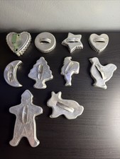 Lot of 10 Vintage Aluminum Cookie Cutters Hol...