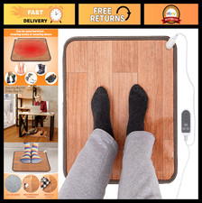 Heated Floor Mat - Electric Foot Warmer for Home Office, 19.7x21.7in, 3 Timers,
