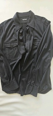 Tom Ford Shirt Black 52 Silk Cotton Made in Portugal JBL001 JMS001S23