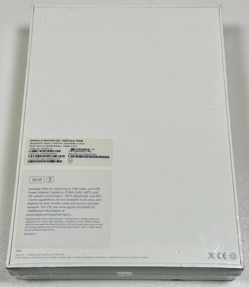 Apple iPad Air 1st Gen 16GB Cellular Silver MF502LL/A A1475 iOS 7 NEW Sealed - Image 2 of 4