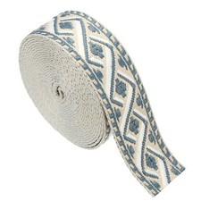4.75Yards Cotton Webbing Strap 50mm Jacquard Webbing Strap Cream-Navy Blue
