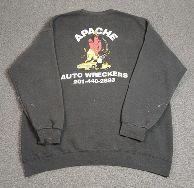 #ad #ad Vintage Apache Auto Wreckers Distressed Mens Black Sweatshirt 80s $30.00