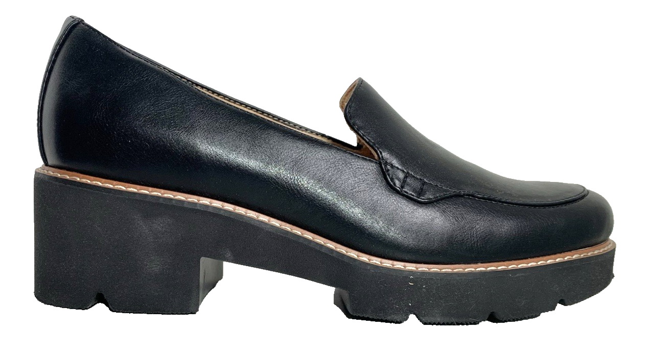 SAOLA NUOVO Naturalizer scarpa mocassini donna taglia 10 larga nera suola cabaret strappo tacco