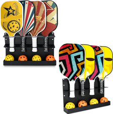 Heavy-Duty 2PCS Pickleball Paddle Ball Rack for Fence/Wall - Holds 8 Each