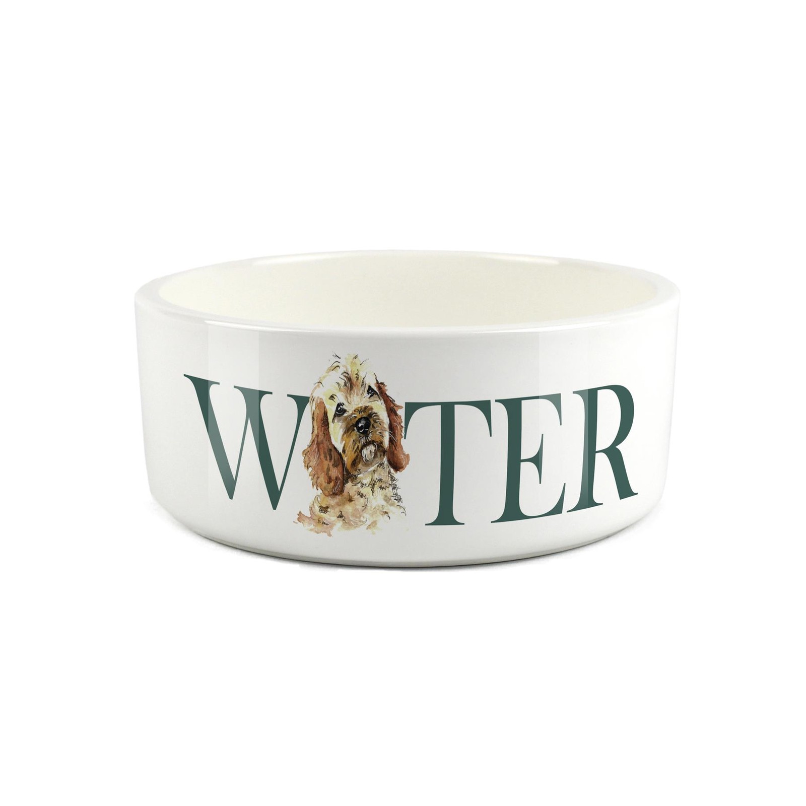 Cockapoo Pet Bowl - Dog Portrait Large Ceramic Water Bowl/Dish Dog Gift