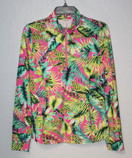 Tommy Bahama Golf 1/4 Zip Mock Neck Performance Pink Jungle Top Jacket MEDIUM