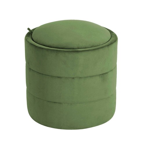 Storage Round Ottoman Green Velvet - HomePop