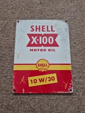 Shell X-100 Motor Oil Metal Sign 20 x 15 CM