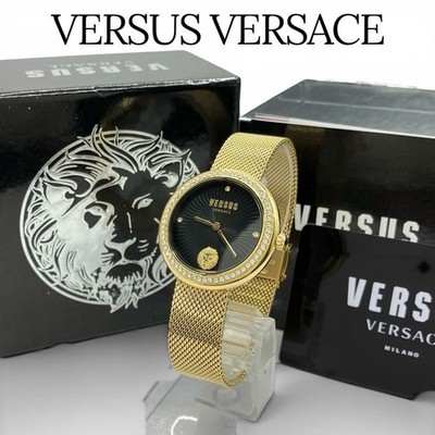 Versace Versus Versace Uhr schwarzes Zifferblatt Steinbox inklusive Armband...
