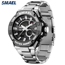 SMAEL Men Sport Watches Fashion Digital Quartz Steel Wristwatch Males LED Watch