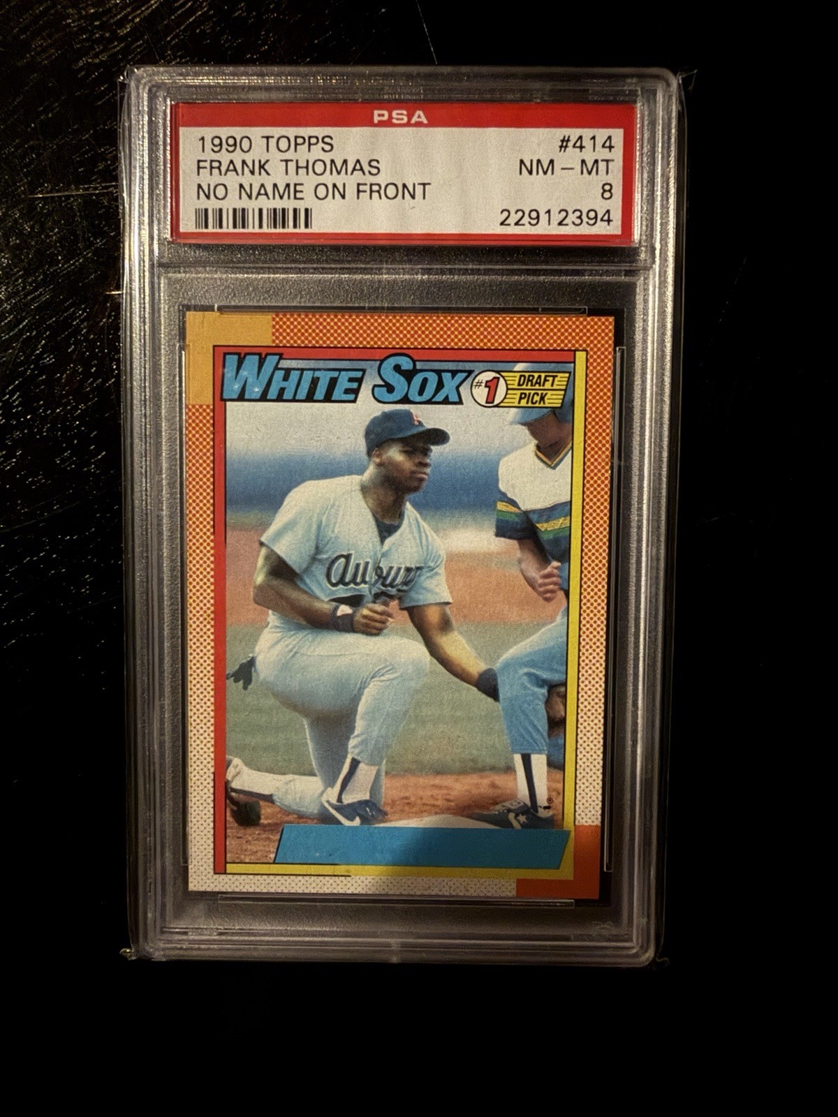 1990 90 FRANK THOMAS Topps NNOF No Name on Front Rookie Rc #414 PSA 8