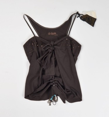 De Puta Madre Vintage Y2K Coquette Grunge Brown Cami Open Front Top Size L