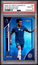 2025-26 Topps Chrome Premier League Estevao Willian Blue Refractor /150 - Psa 10