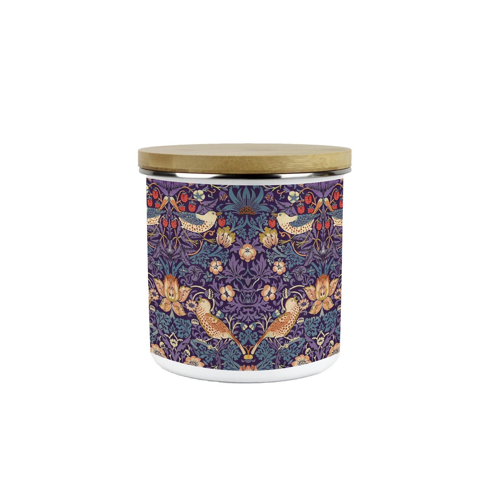 Purple Strawberry Thief Canister - William Morris Kitchen Storage Gift