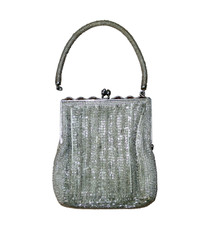 Silver Art Deco Cocktail Beaded Bag Vintage STRAP BROKEN SEE PICTURES