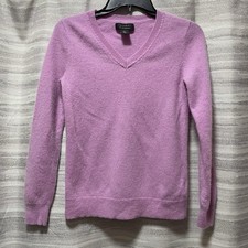Tahari 100 Cashmere Sweater Women's Small Pink Lilek V Neck Long Sleeve Preppy