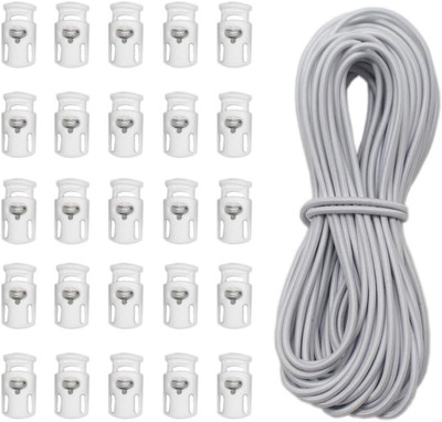 25 Pcs Cord Locks Spring Toggle Stopper + 10 Yards 1/8 Inch Cord Stretch String