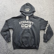 VERMONT Hoodie Sweatshirt Green Mountains Medium Gray New W TAGS