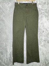 Veronica Beard Crosbie Wide Leg Jeans Womens 30 Army Green High Rise Stretch NEW