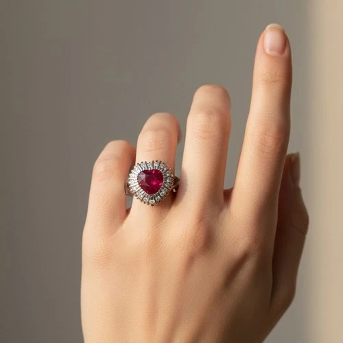 Precious Red Ruby 1.80Ct Heart Rings 925 Sterling Silver Handmade Fine Jewelry