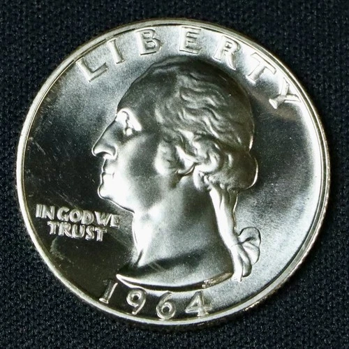 1964 Washington Quarter 90% Silver BU/MS High Grade Last Year Silver