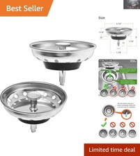 Luxury 2-Pack Kitchen Sink Strainer  Stopper Combo - Fits Standard 3-1/2" Drain