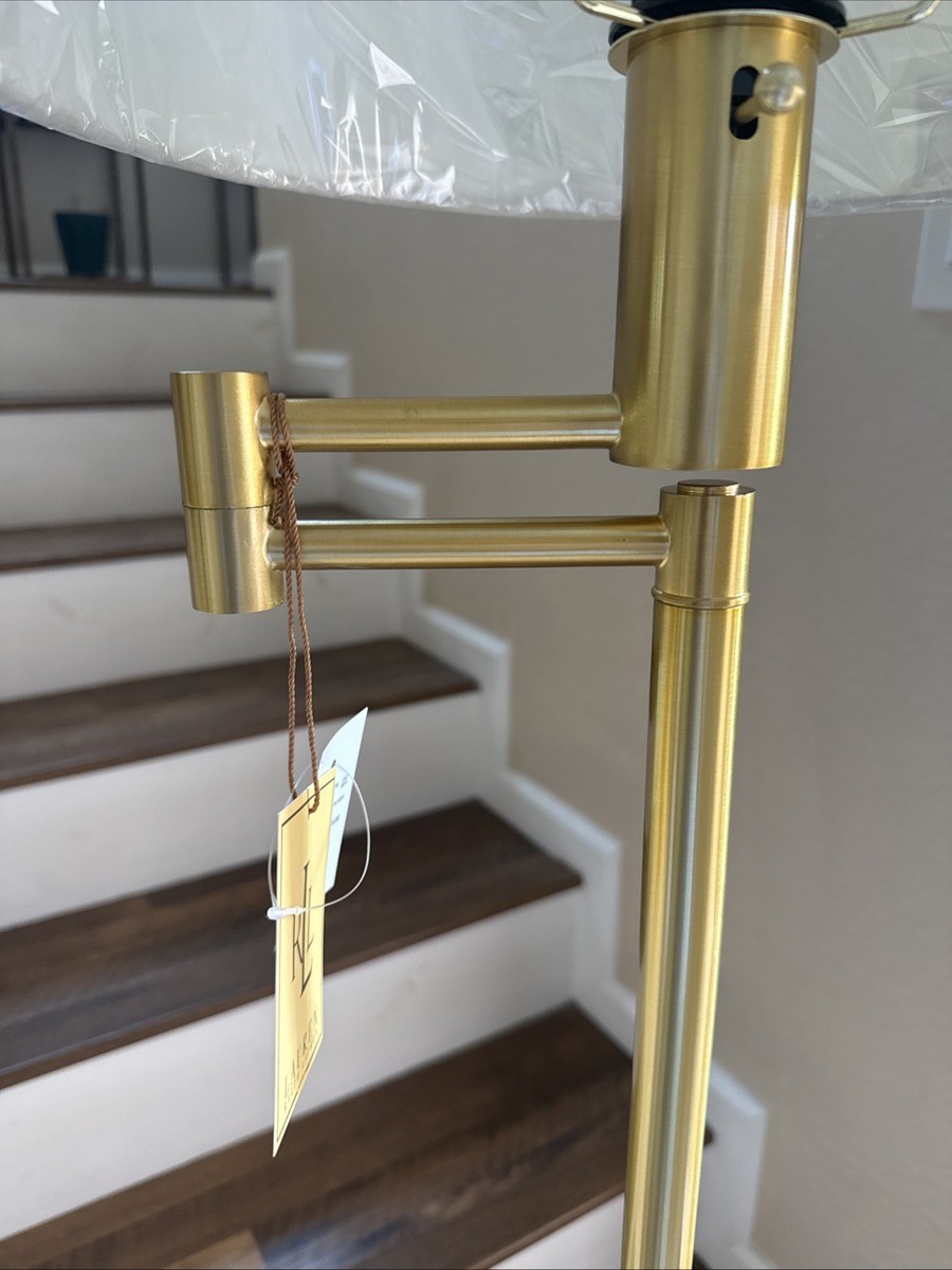 1) Ralph Lauren Brass Adjustable Swing Arm Floor Lamp 56