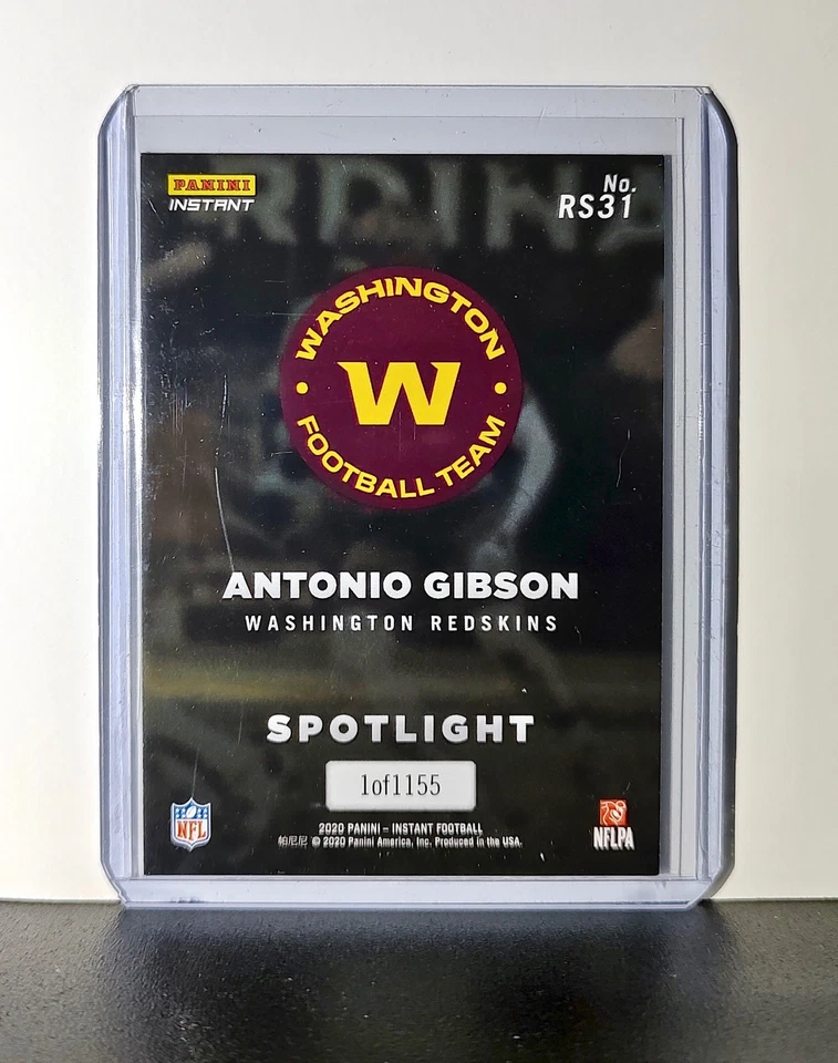 Antonio Gibson Rookie 2020 Panini NFL #31 Rookie Spotlight Washington Redskins - Image 2 of 4