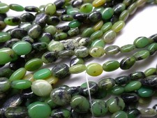 15 1/2 " Str Natural Green Agate Smooth Oval Stone Beads 7.5mm Long A1105 DNG