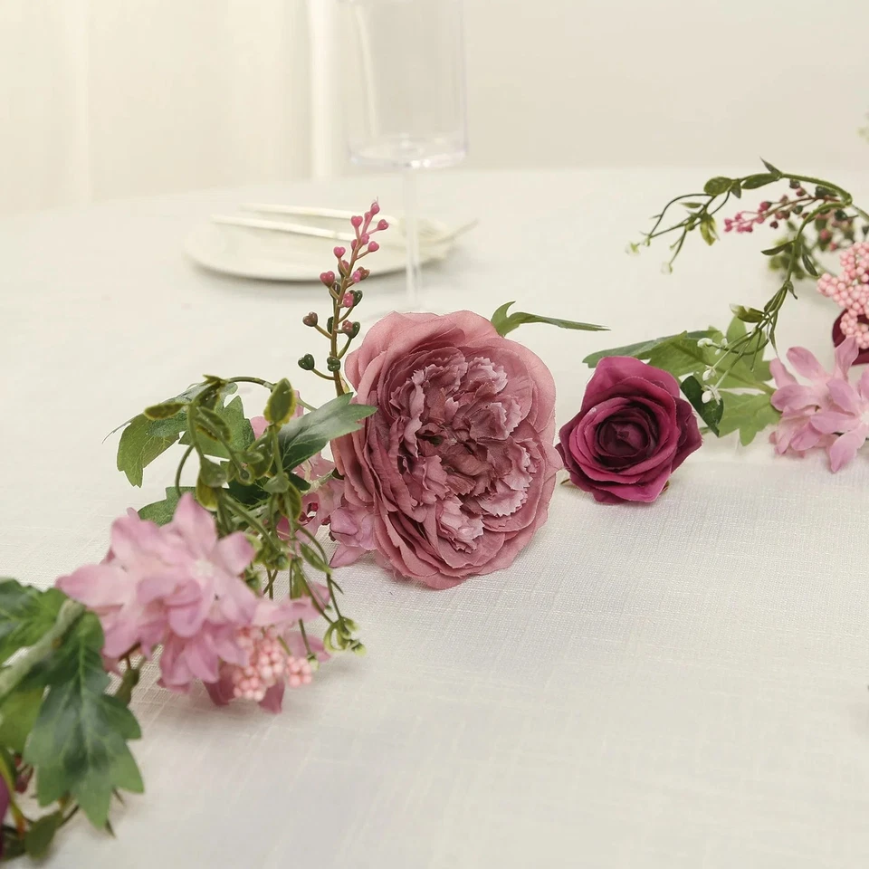 DUSTY ROSE 6 ft Artificial Rose Peony Flower Garland Wedding Party Decorations - Image 3 of 4