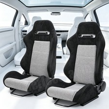 Unversal Suedeblack White Plaid Reclinable Racing Seats Wslider Leftright