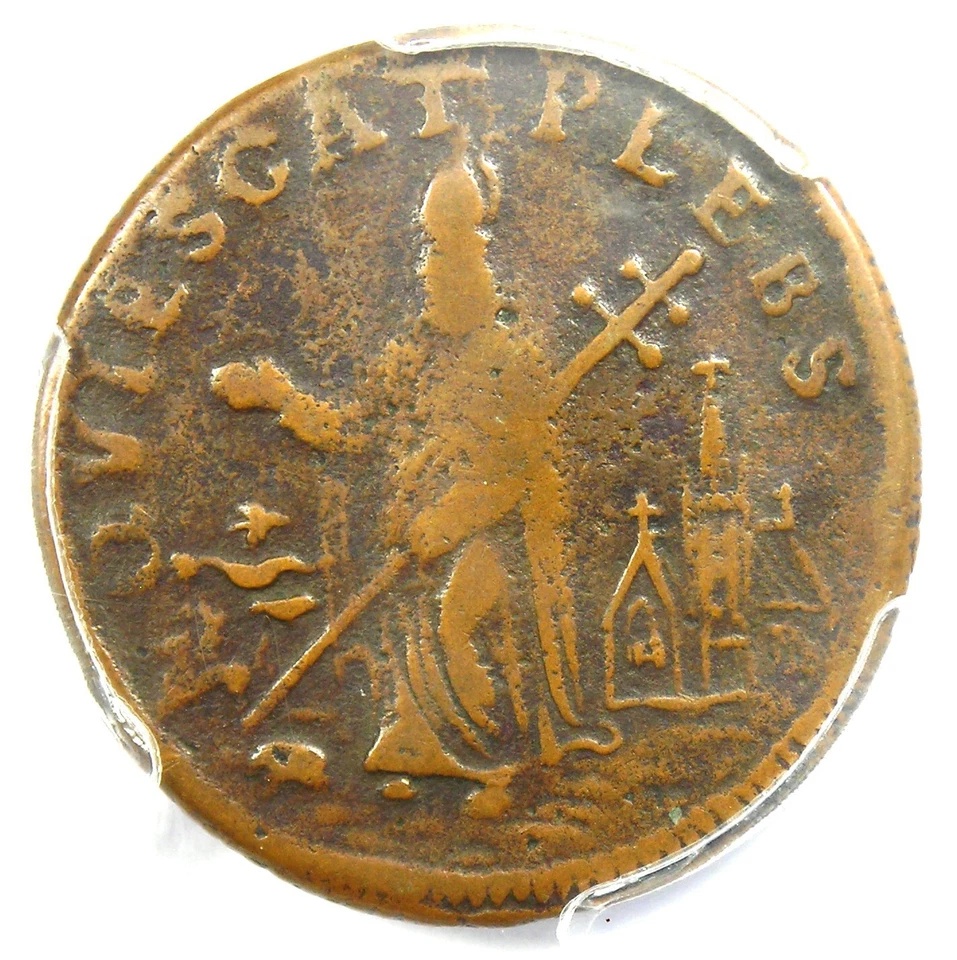 1670 New Jersey St Patrick Farthing Colonial Coin 1/4P - PCGS VF30 - $1900 Value - Image 4 of 4