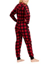 North Pole Trading Co Unisex Onepiece Pajamas, Red Black Buffalo Check Plaid, XS