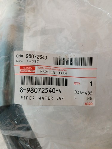 Isuzu Genuine Parts Pipe Water EGR 8-98072540-4 GM # 98072540 - Foto 1 di 4