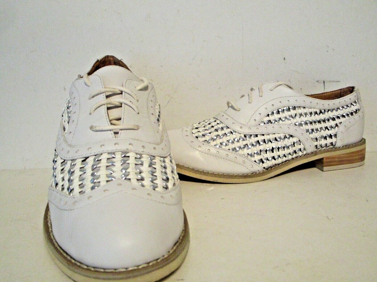 Bass Womens Jessy Leather Lace Up Oxford Casual Dress Shoes White Size 6 M