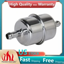 Chrome Plated Fuel Filter Universal Fits 3/8" ID Hose Inline Auto Car Fuel Parts